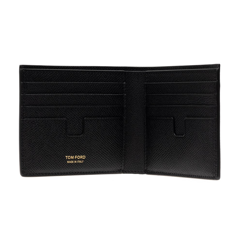 Portafoglio bi-fold in pelle grain