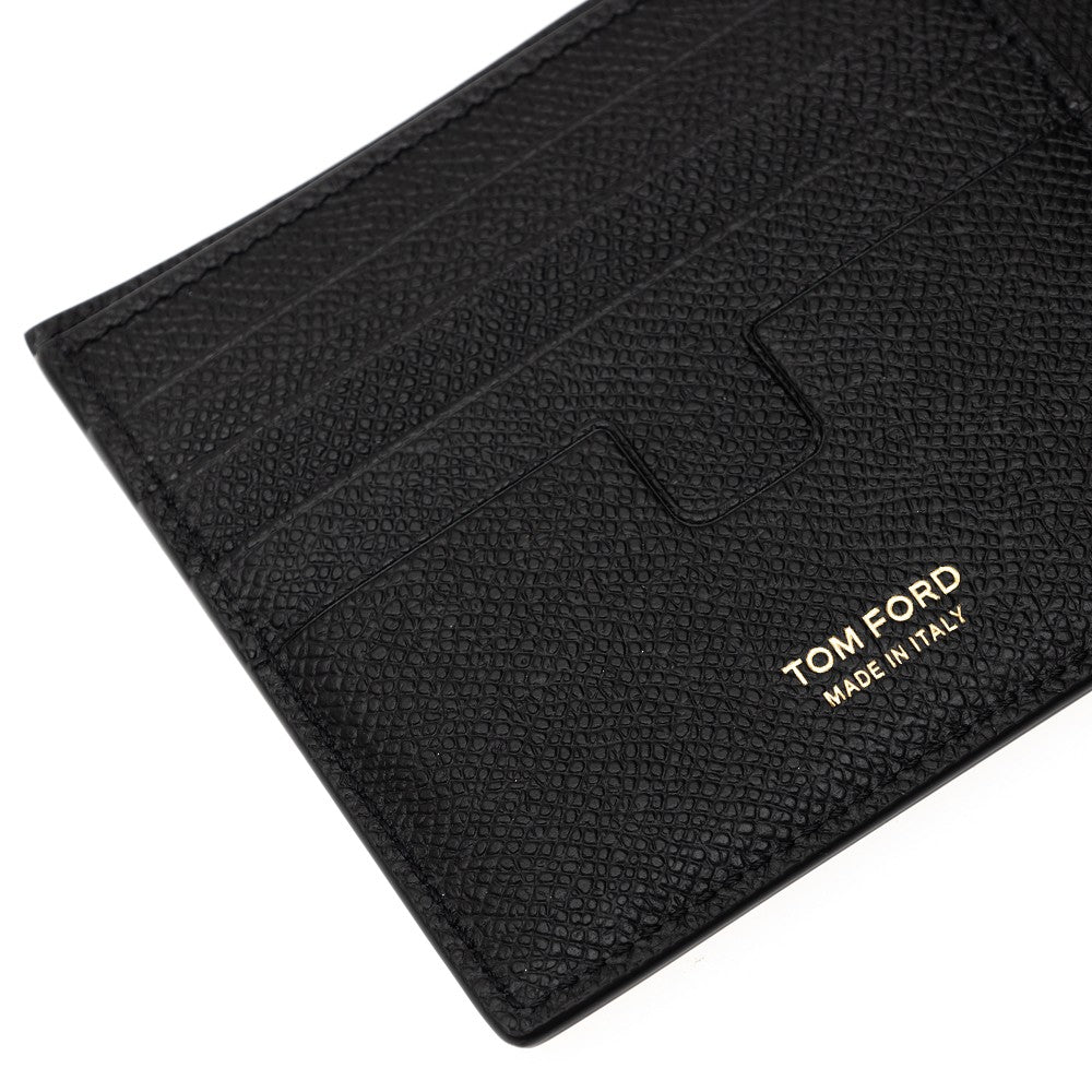 Portafoglio bi-fold in pelle grain
