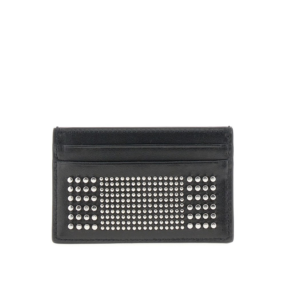 Leather cardholder with studs