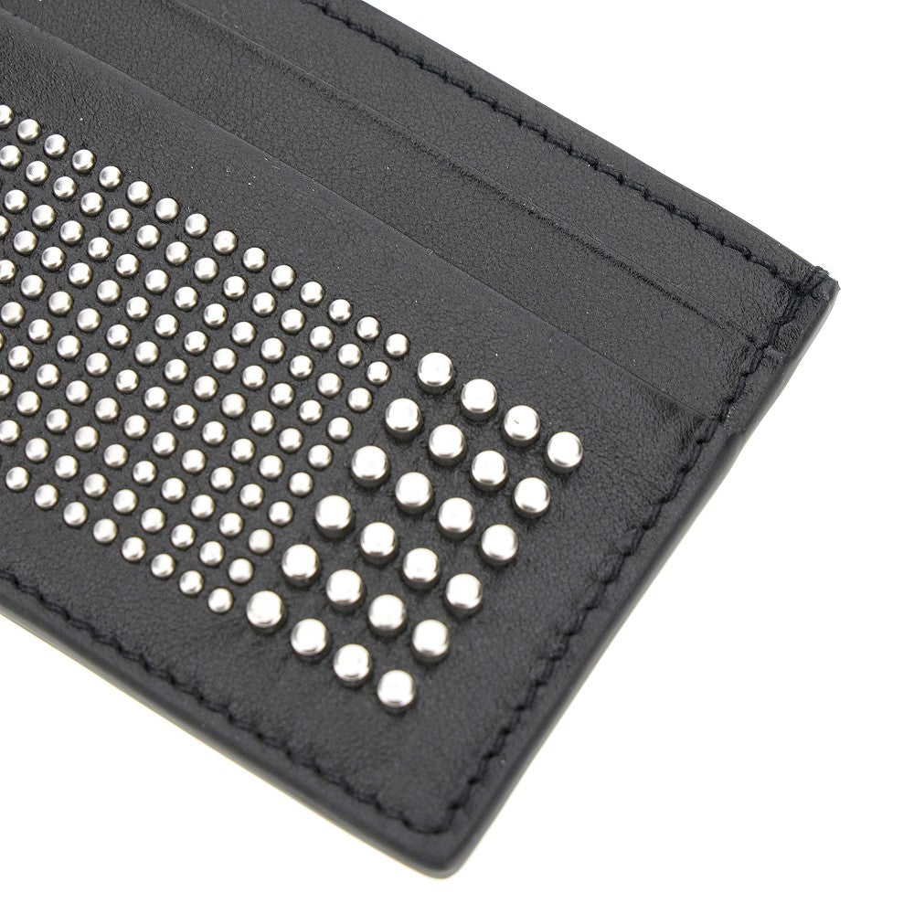 Leather cardholder with studs