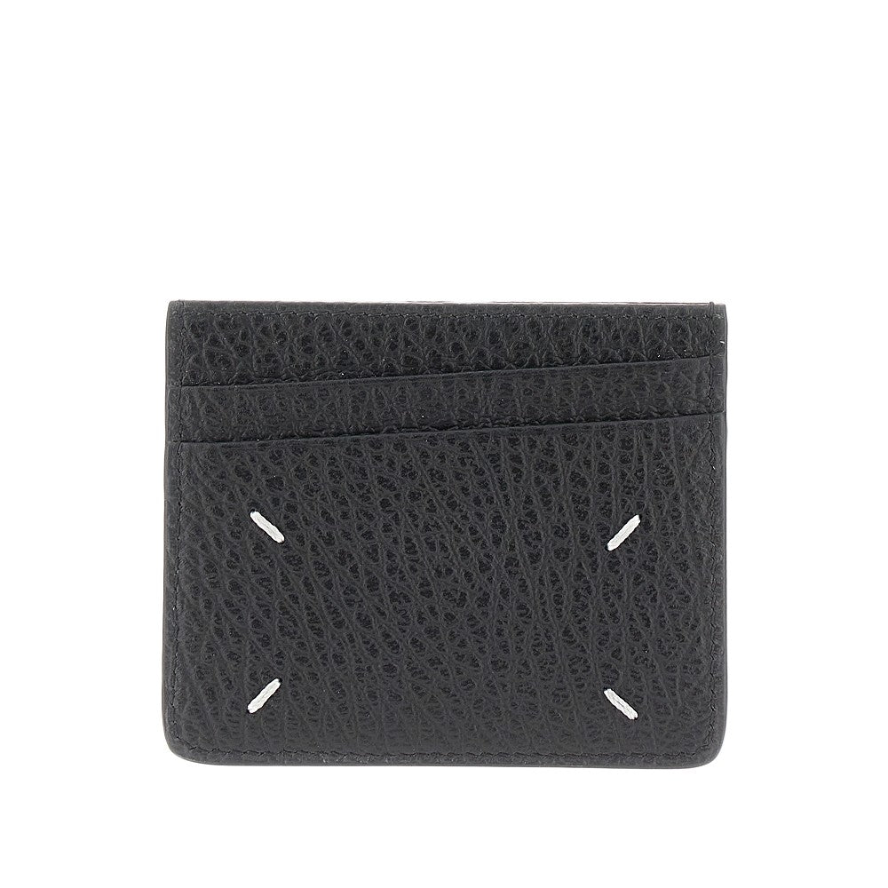 Portacarte in pelle granata 'Four Stitches'