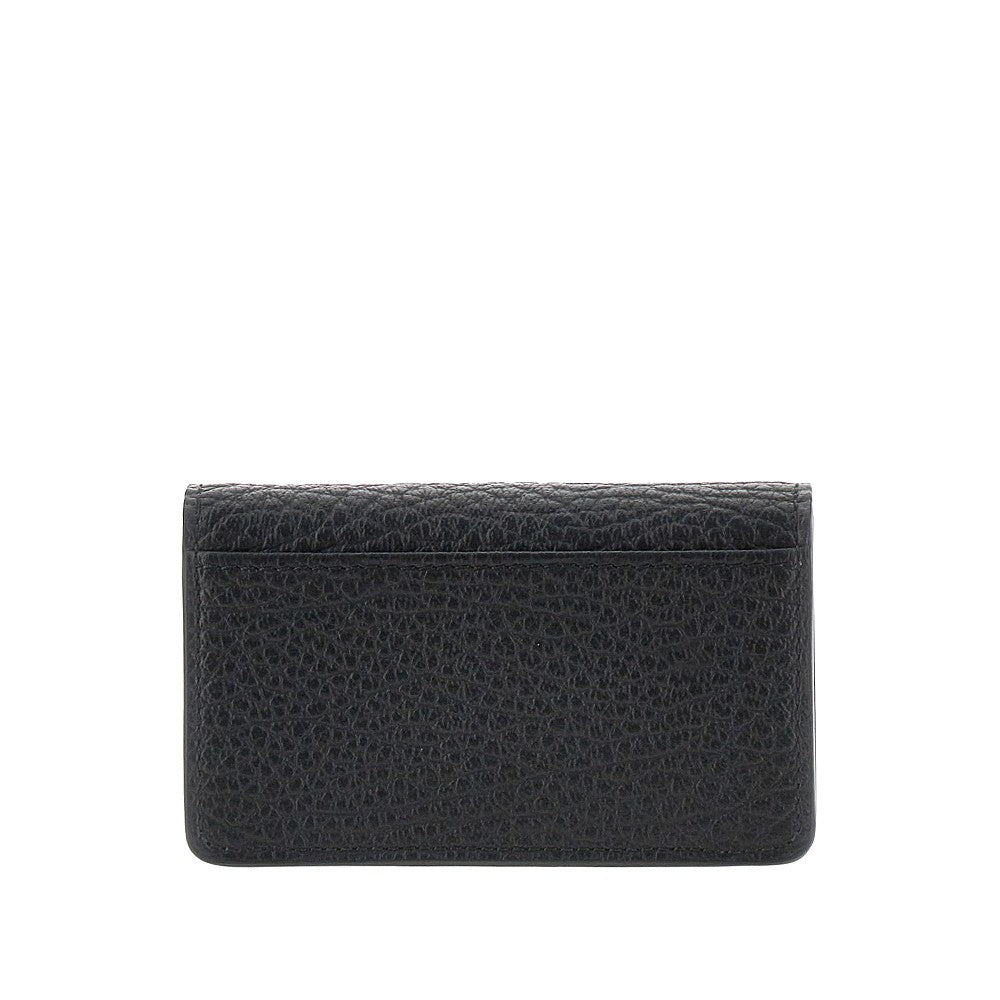 Grained leather cardholder with flap