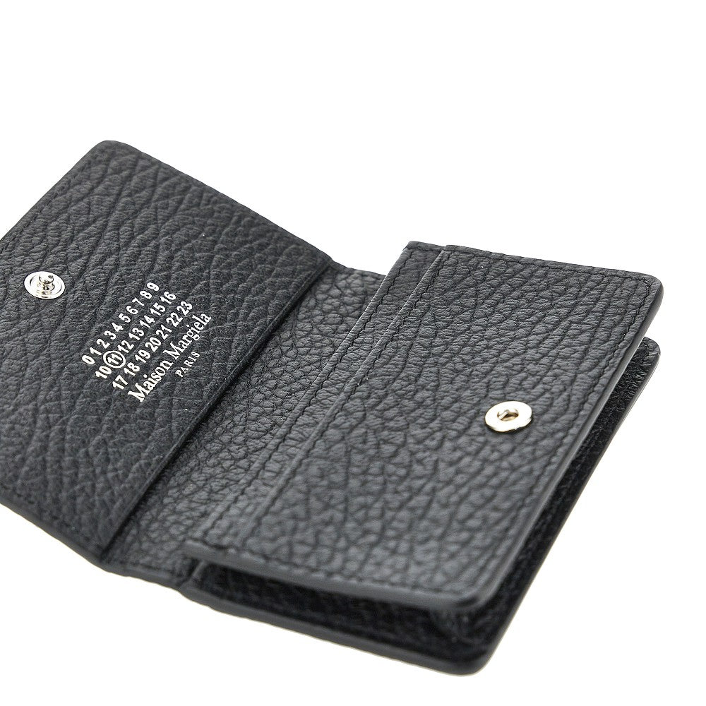 Grained leather cardholder with flap