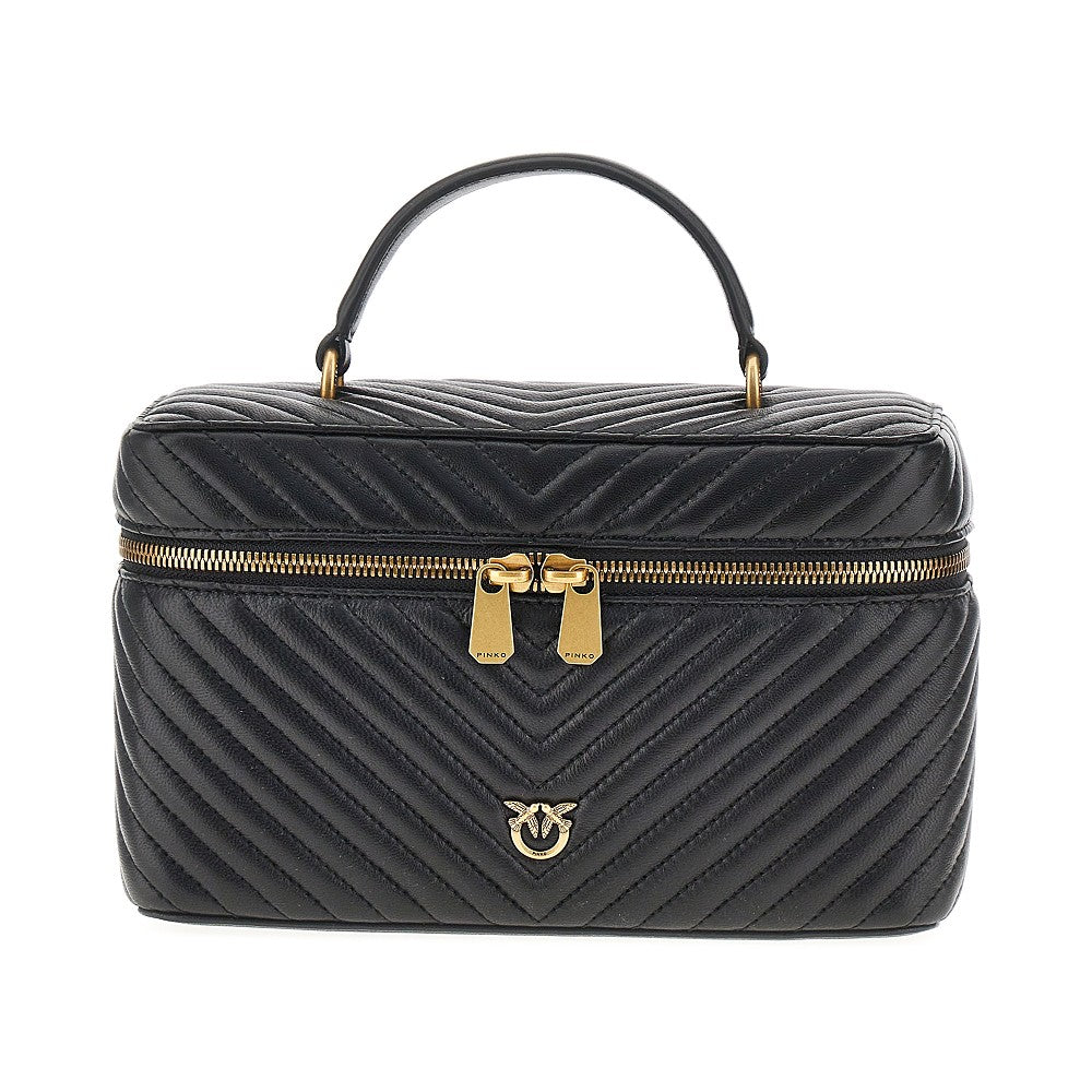 Beauty case in nappa chevron con tracolla