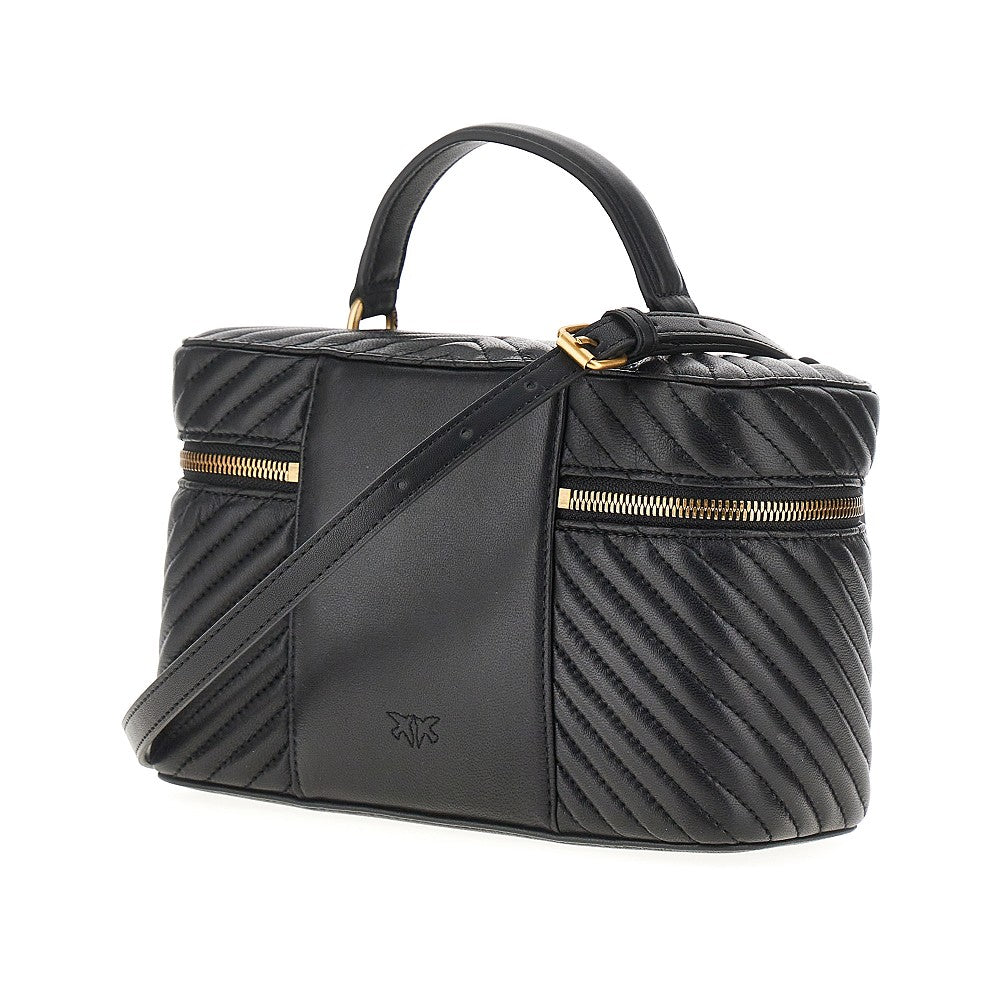 Beauty case in nappa chevron con tracolla