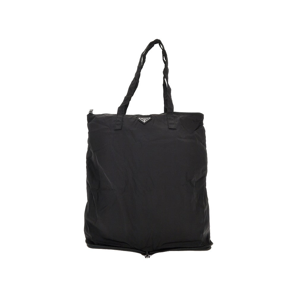 Tote bag ripiegabile in Re-Nylon e pelle
