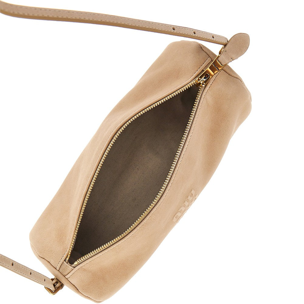 Nappa leather pouch with strap