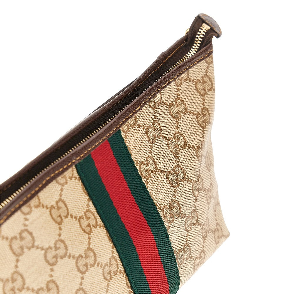 GG fabric small pouch with Web Ribbon