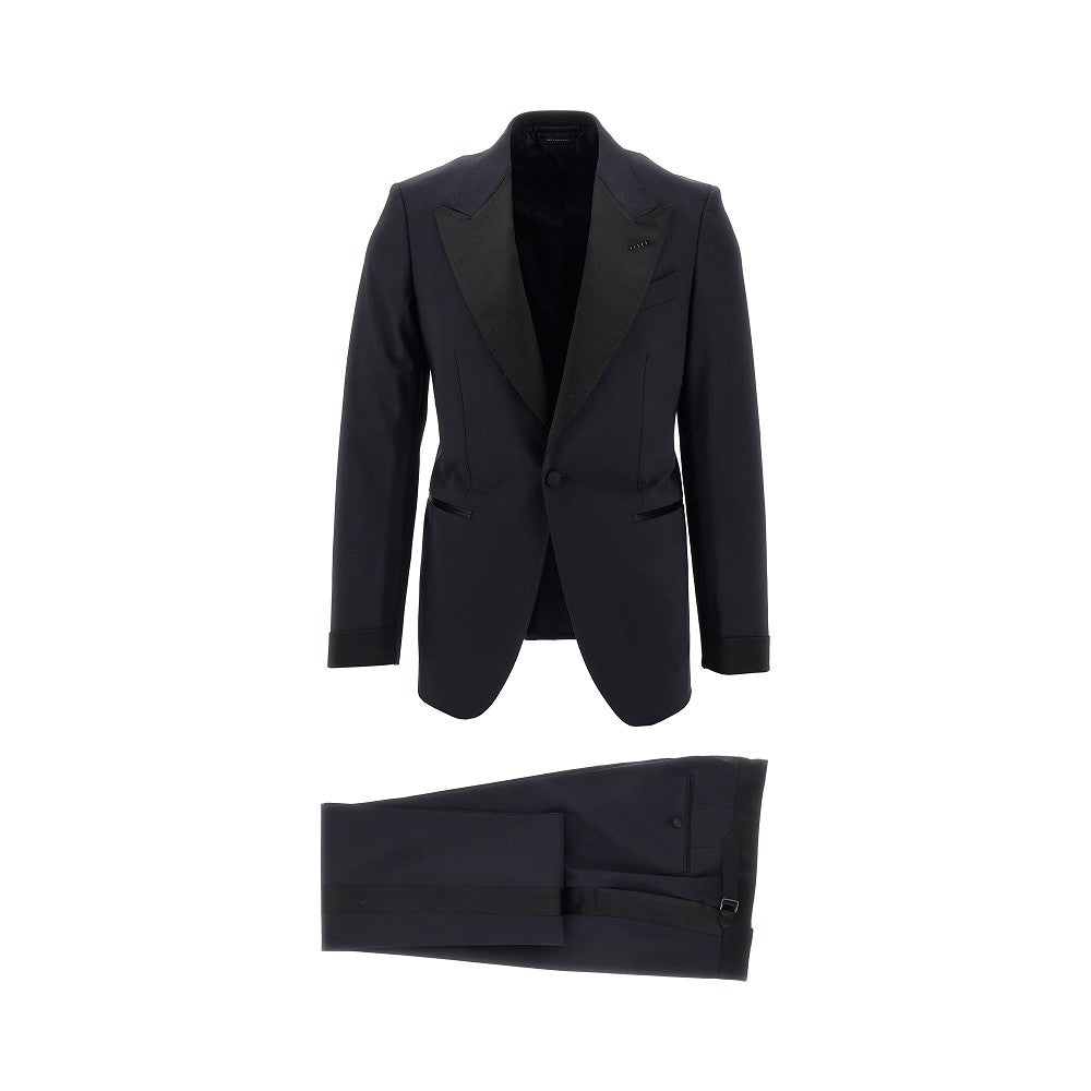 Stretch wool tailored tuxedo suit