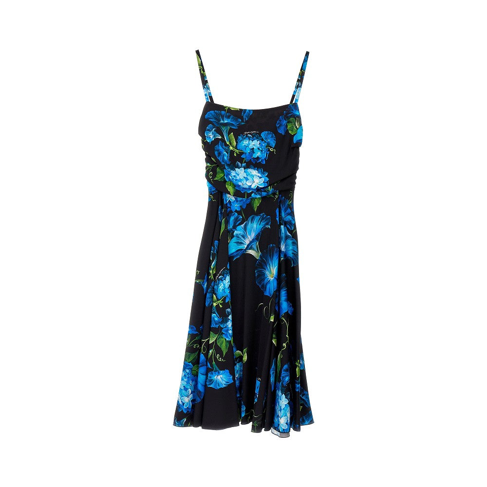 Bluebell print charmeuse midi dress