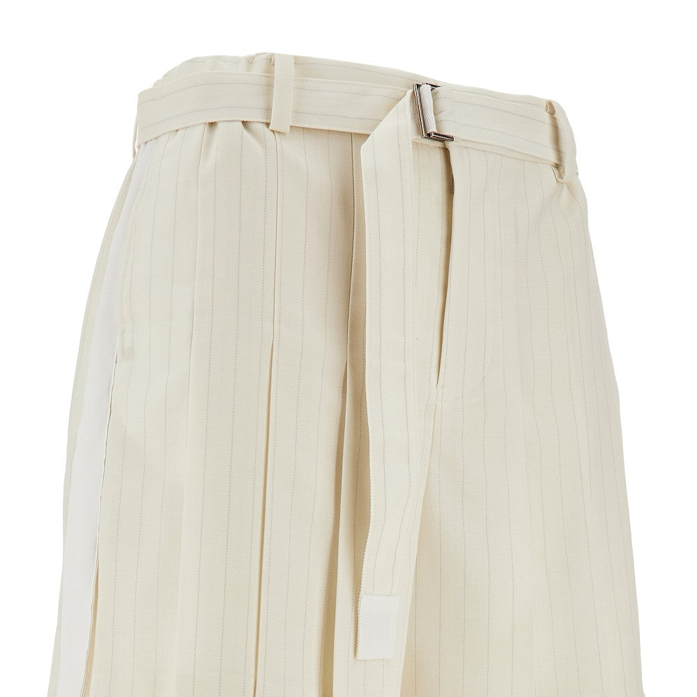Wool-blend pleated shorts