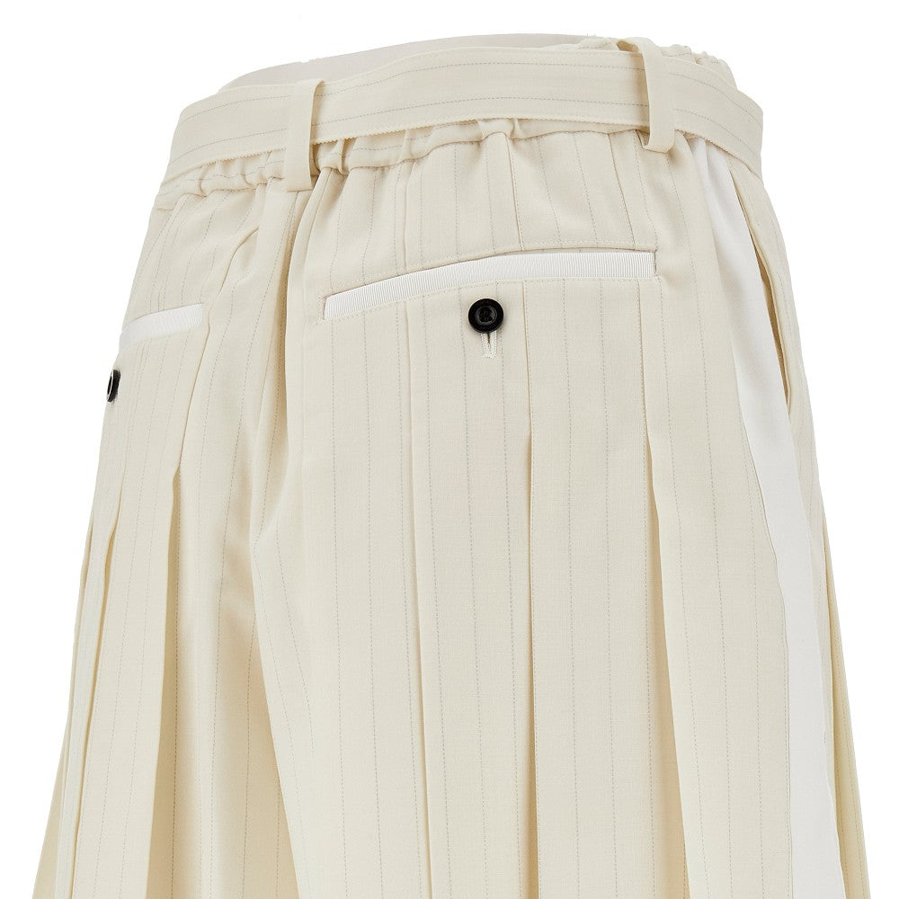 Wool-blend pleated shorts