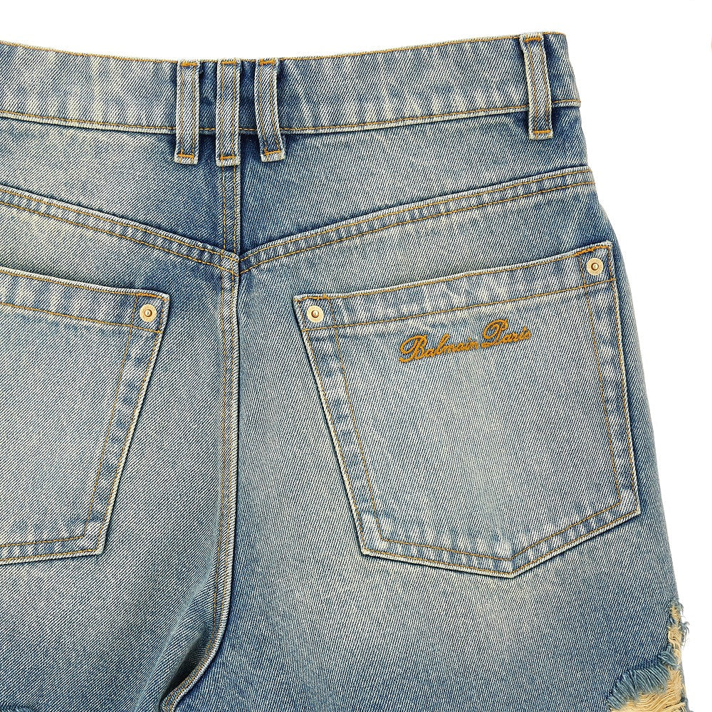 Vintage effect denim shorts