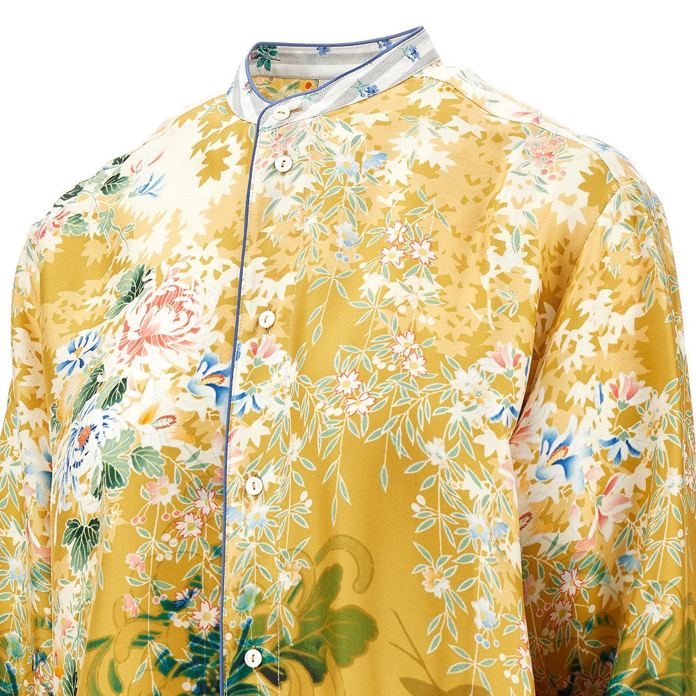 Floral print silk shirt