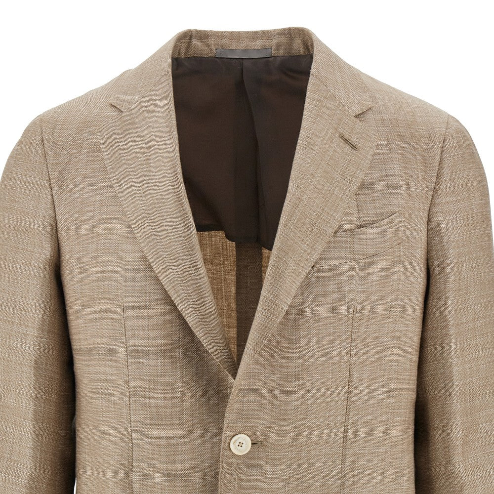 Linen-blend single-breasted jacket