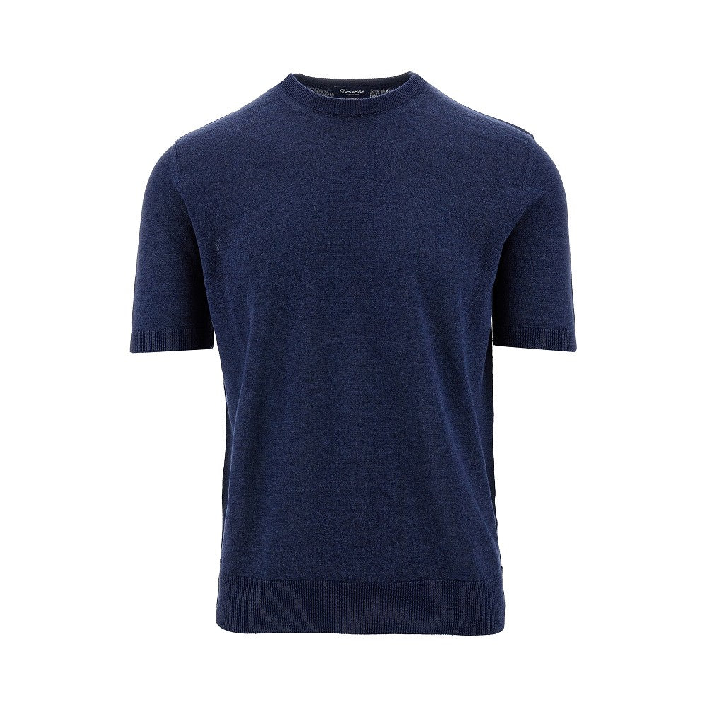 Linen-blend knitted T-shirt