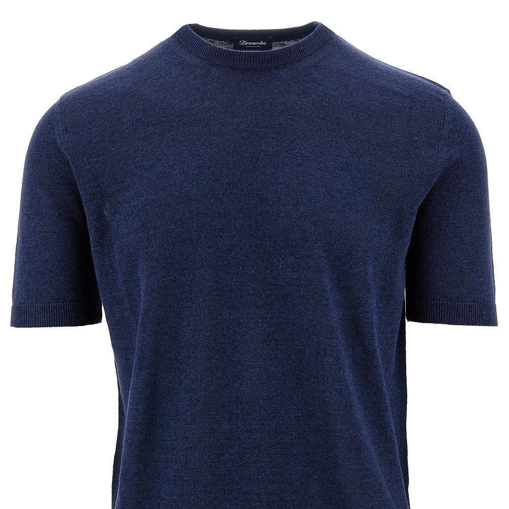Linen-blend knitted T-shirt