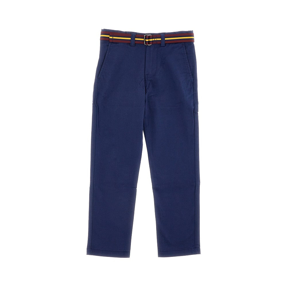 Stretch cotton pants with belt