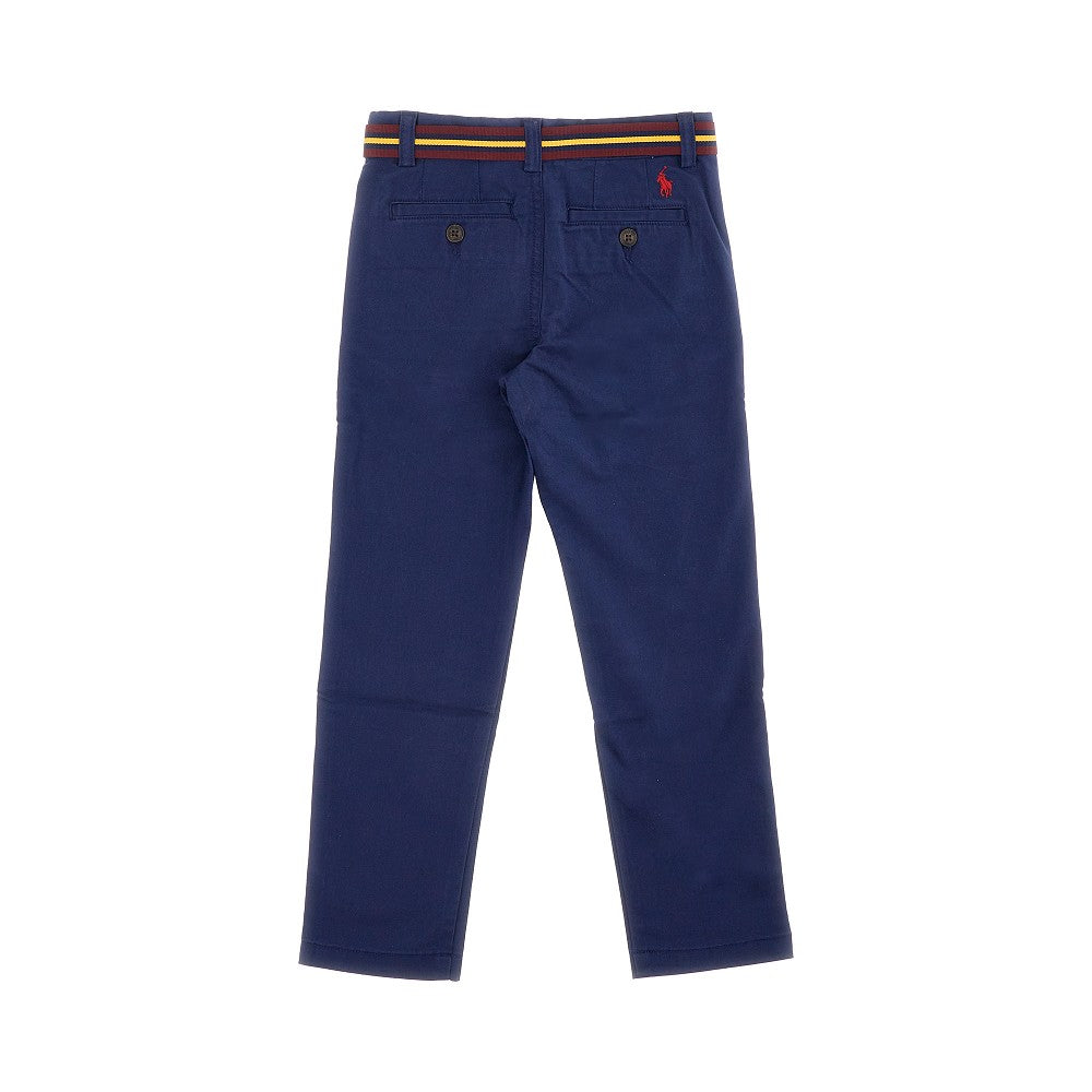 Stretch cotton pants with belt