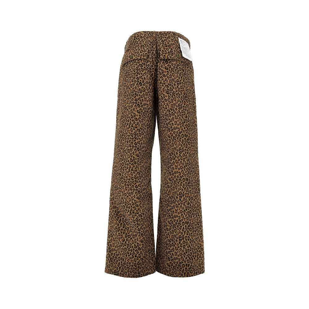 Leopard-print wide leg pants