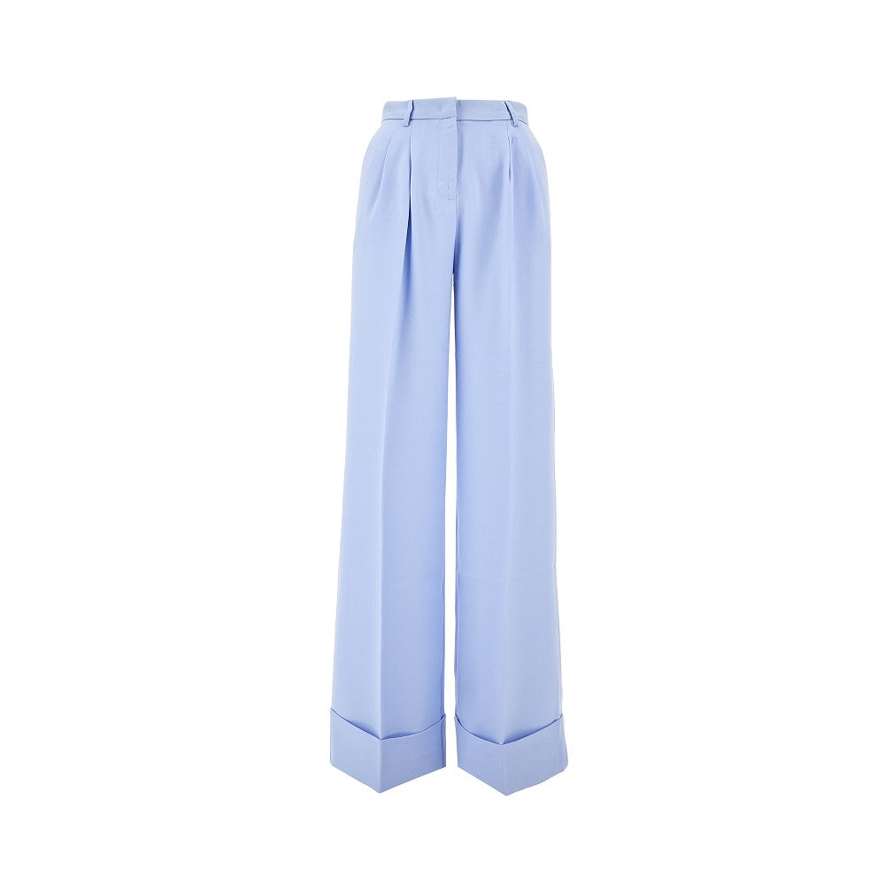 Wide-leg cady pants with darts