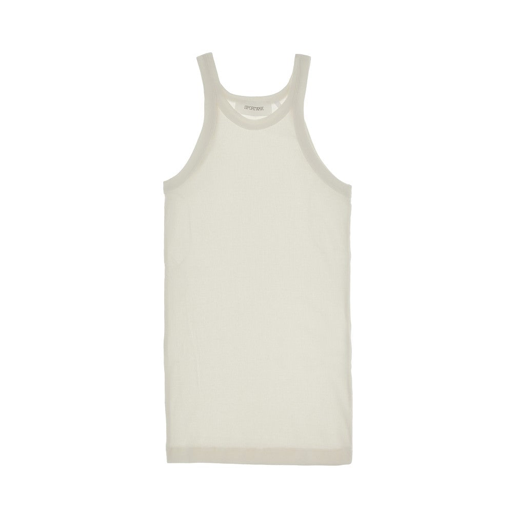 Cotton and silk ribbed tank top