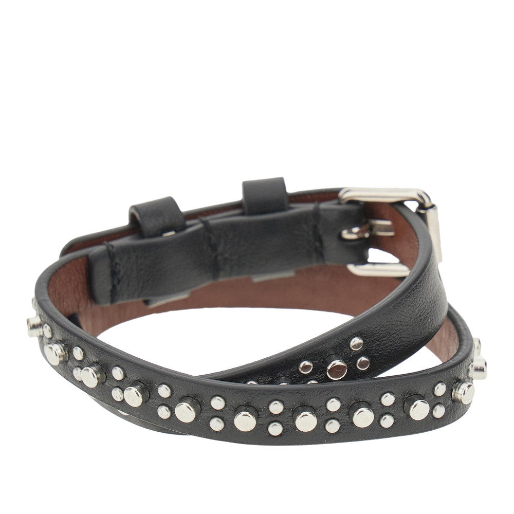 Studded leather bracelet with Skull