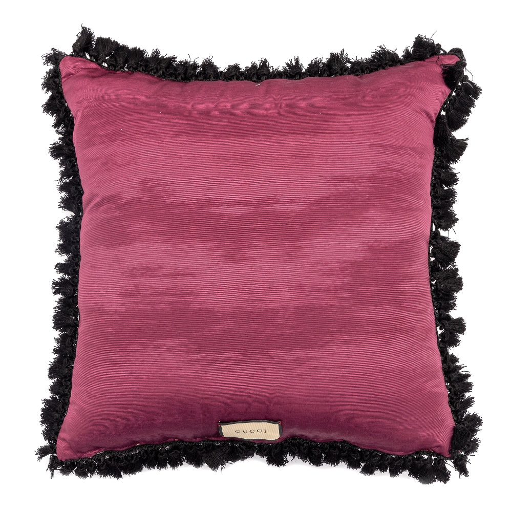 Pink cushion with flower embroidery