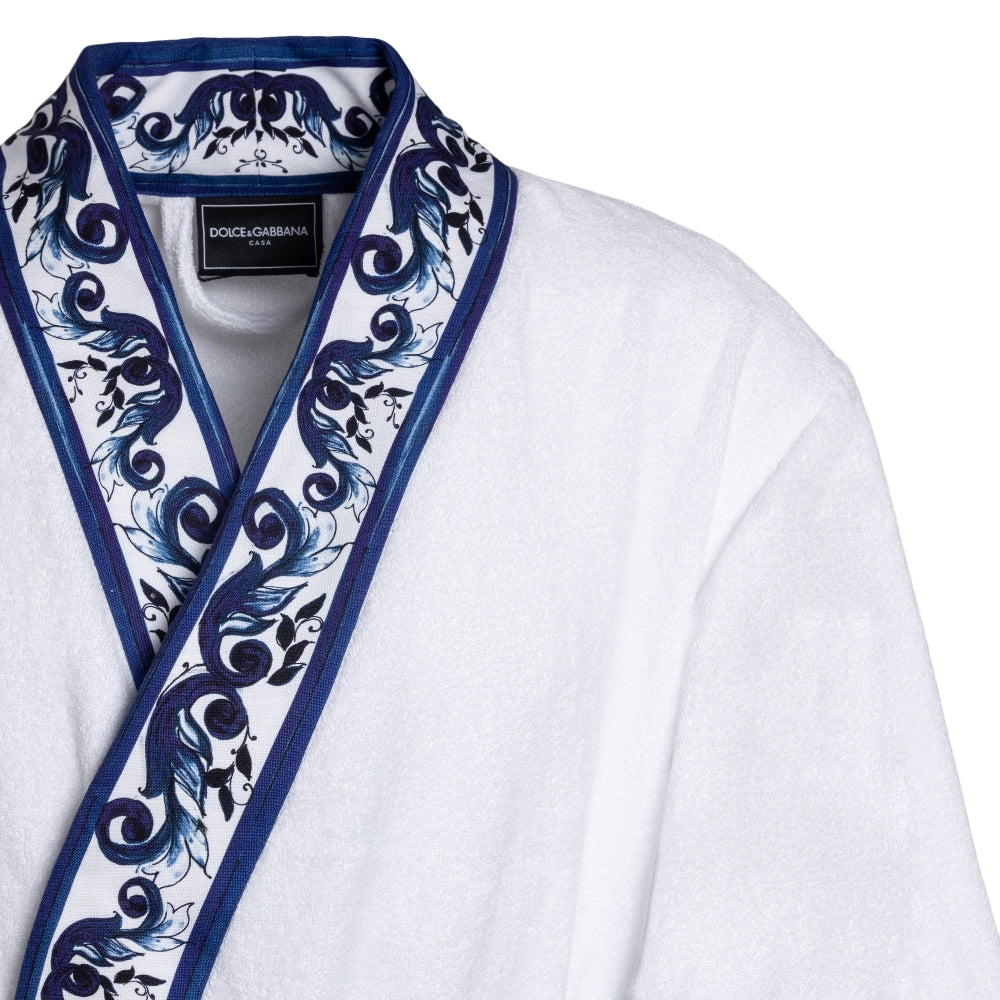 White bathrobe with blue edges