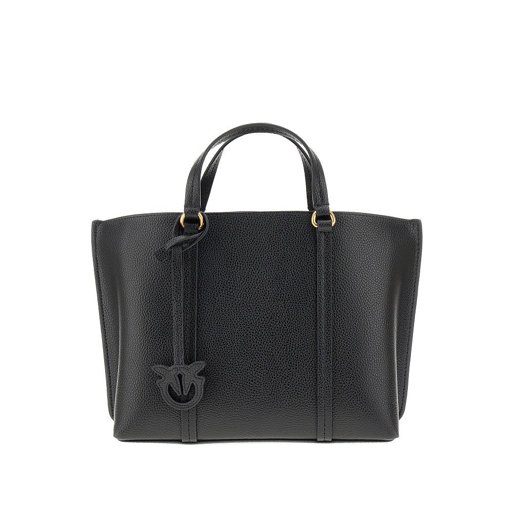Grained leather shopping bag