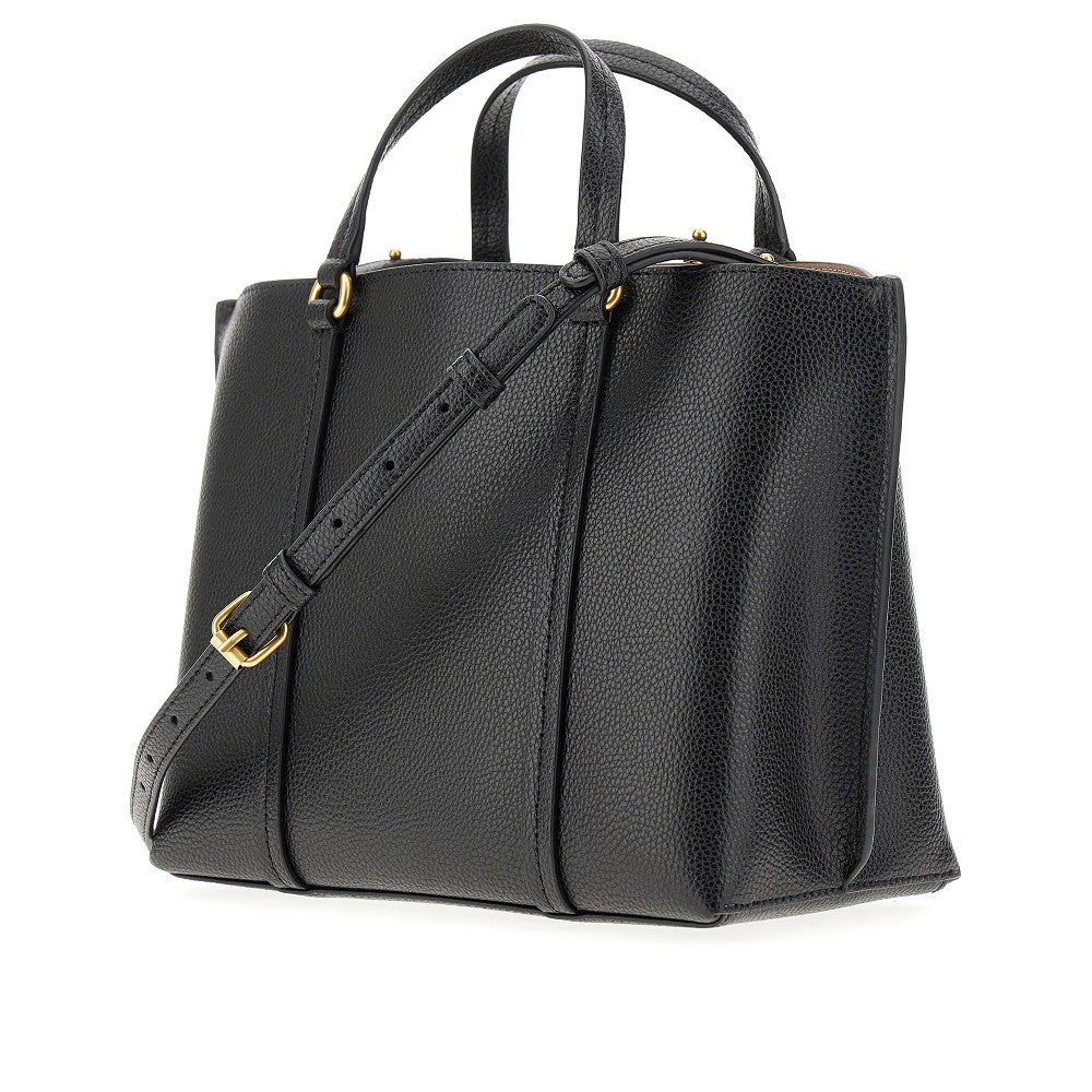 Grained leather shopping bag