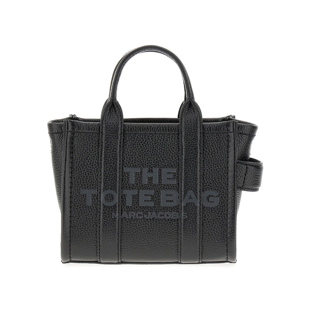 Leather micro tote bag
