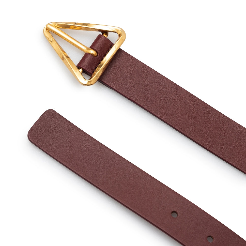 Belt with gold triangle buckle
