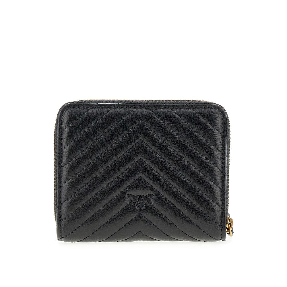 Chevron nappa leather small zip-around wallet