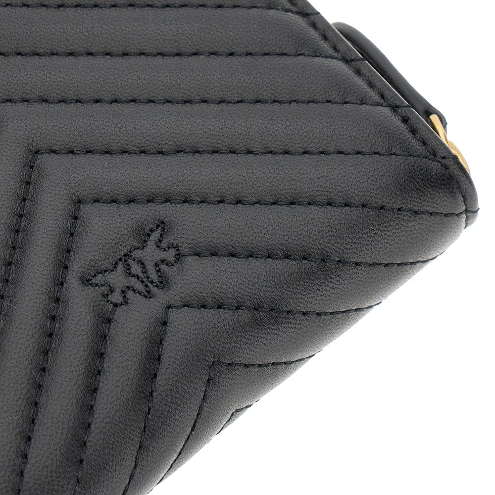 Chevron nappa leather small zip-around wallet